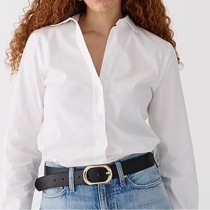 J Crew Slim-fit stretch white cotton poplin shirt size 10